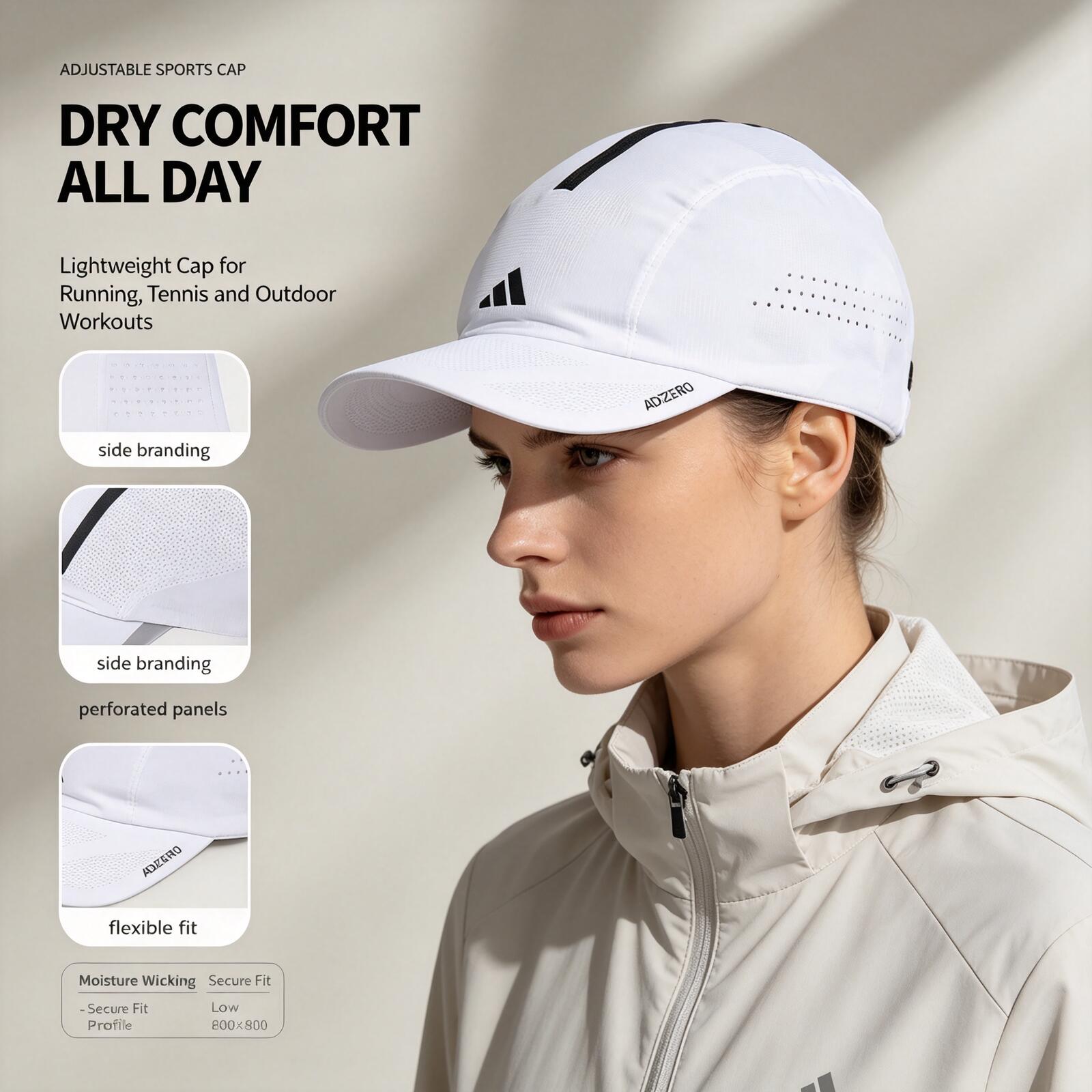 Running Cap Mesh - Topi Lari Adidas Putih Ringan Bernapas