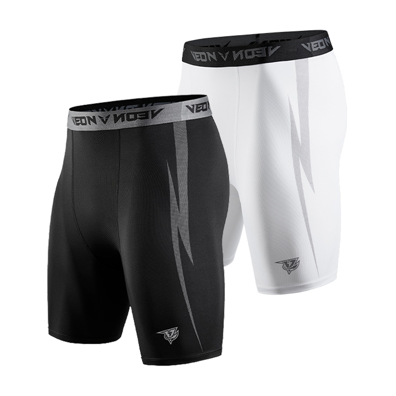 Running Gear For Men - Celana pendek Atletik Pria, hitam kompresi